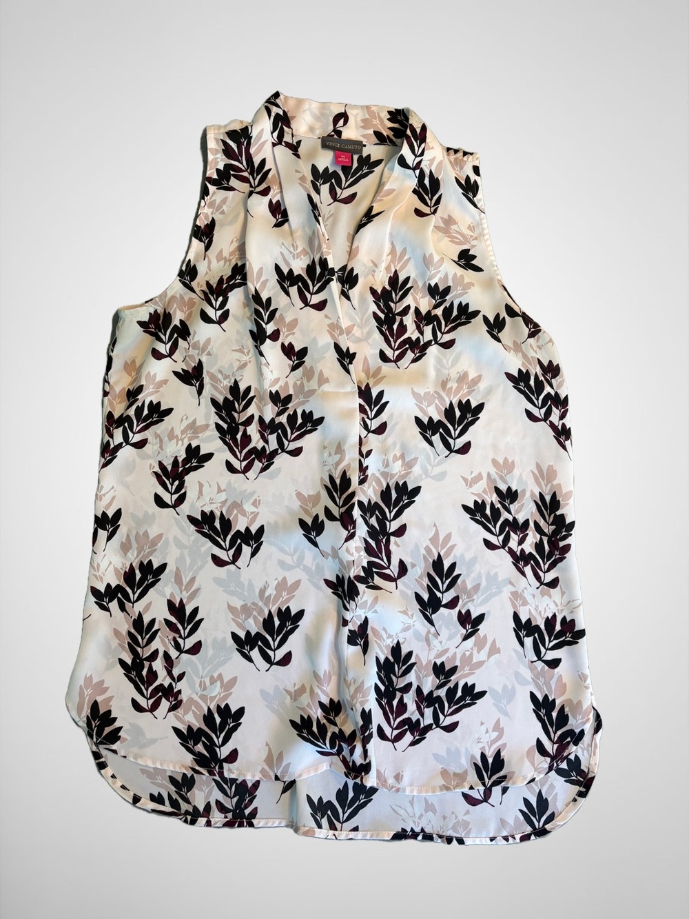 Vince Camuto Cream Sleeveless V-Neck Floral Leaf Print Camisole